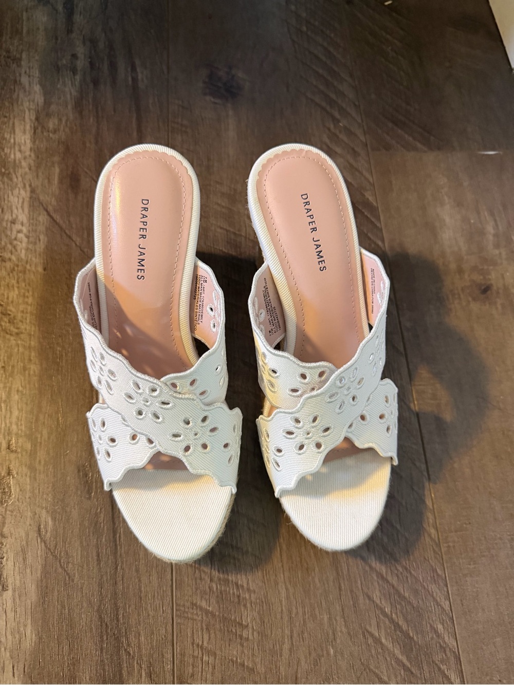 Draper James White Eyelet Scallop Slide Mules